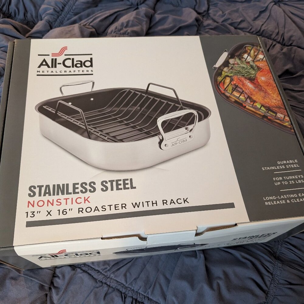 All-Clad 13"x16" Nonstick Stainless Steel Roaster with Rack